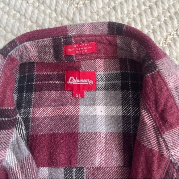 Coleman Thick Cotton Plaid Red Button Down Shirt XL Red - Picture 4 of 6